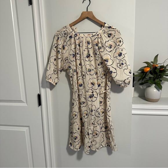 APIECE APART Cream Abstract Floral Cotton Mini Dress Medium - Picture 8 of 11